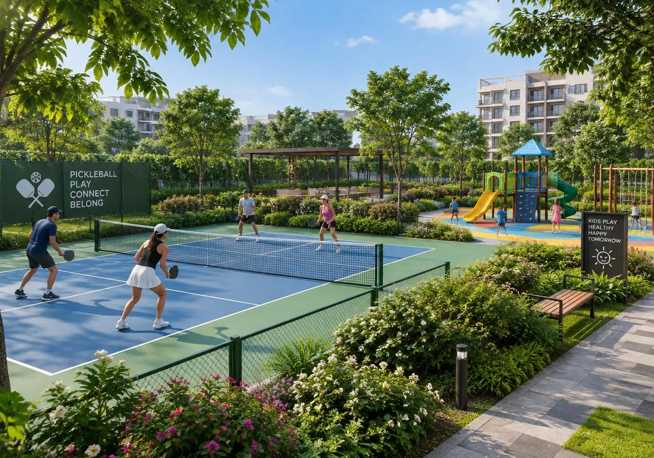 Pickleball court and play area